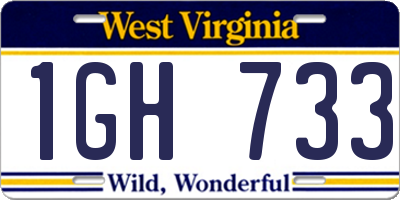 WV license plate 1GH733