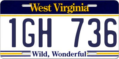WV license plate 1GH736