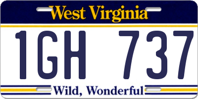 WV license plate 1GH737