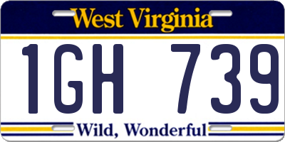 WV license plate 1GH739