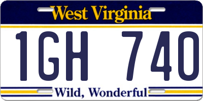 WV license plate 1GH740