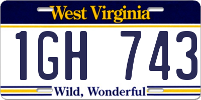 WV license plate 1GH743