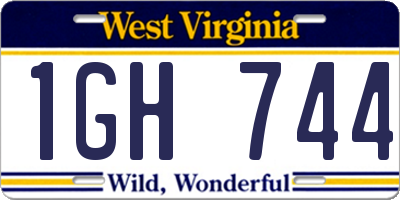 WV license plate 1GH744