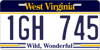 WV license plate 1GH745