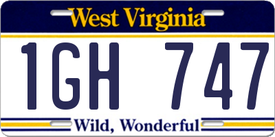 WV license plate 1GH747