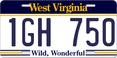 WV license plate 1GH750