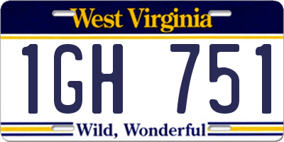 WV license plate 1GH751