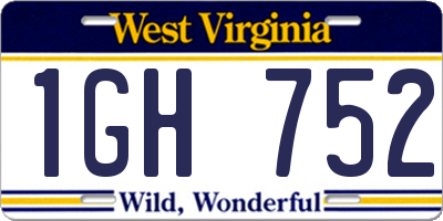 WV license plate 1GH752