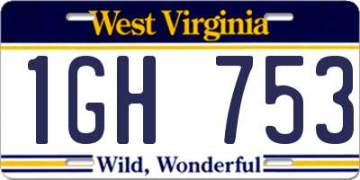 WV license plate 1GH753