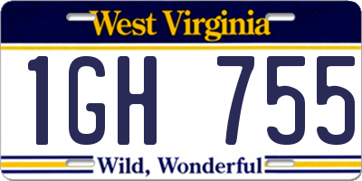 WV license plate 1GH755