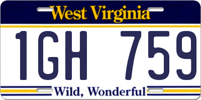 WV license plate 1GH759