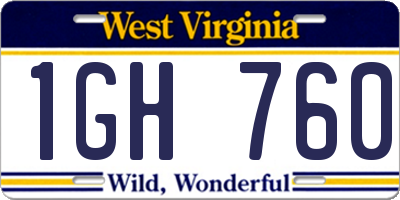 WV license plate 1GH760