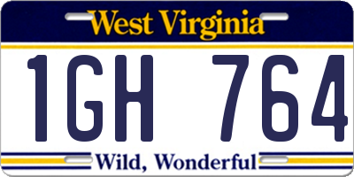 WV license plate 1GH764