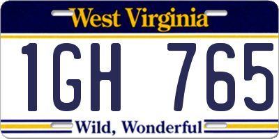 WV license plate 1GH765