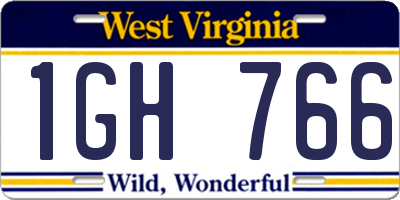 WV license plate 1GH766
