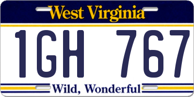 WV license plate 1GH767