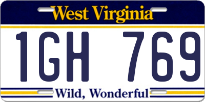 WV license plate 1GH769