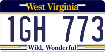 WV license plate 1GH773