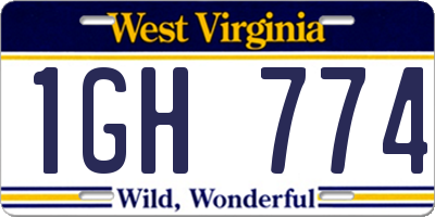 WV license plate 1GH774