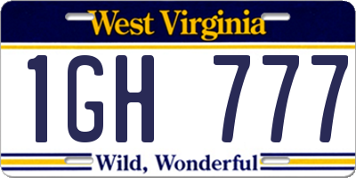 WV license plate 1GH777