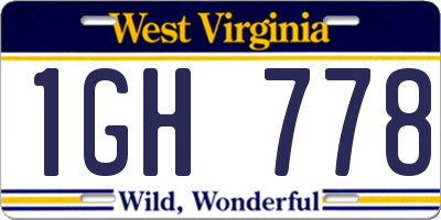WV license plate 1GH778