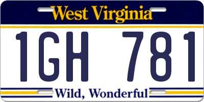 WV license plate 1GH781