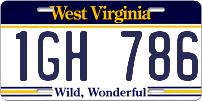 WV license plate 1GH786