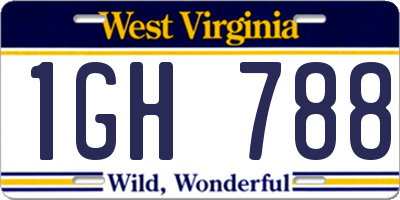 WV license plate 1GH788
