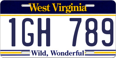 WV license plate 1GH789