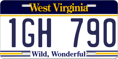 WV license plate 1GH790