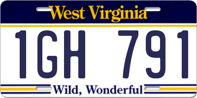 WV license plate 1GH791