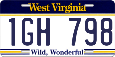 WV license plate 1GH798
