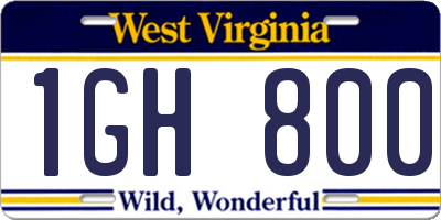 WV license plate 1GH800