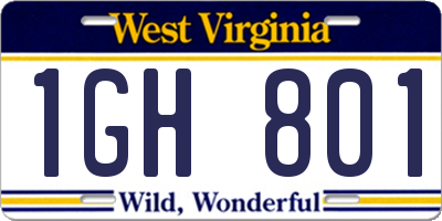 WV license plate 1GH801