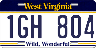 WV license plate 1GH804
