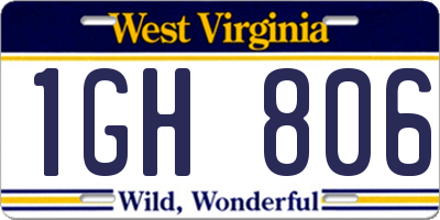 WV license plate 1GH806