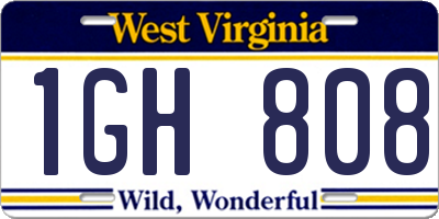 WV license plate 1GH808