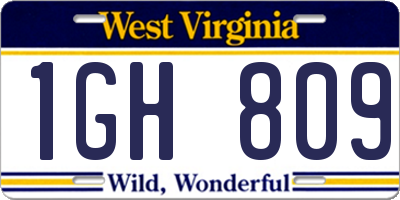 WV license plate 1GH809