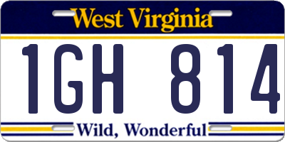 WV license plate 1GH814