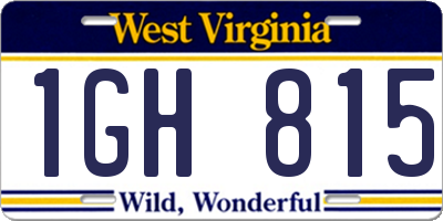 WV license plate 1GH815