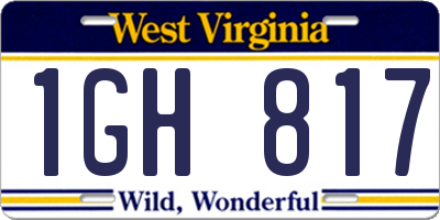 WV license plate 1GH817