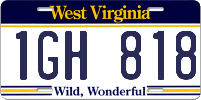 WV license plate 1GH818