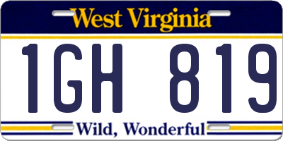 WV license plate 1GH819