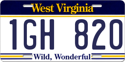 WV license plate 1GH820