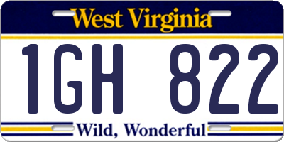 WV license plate 1GH822