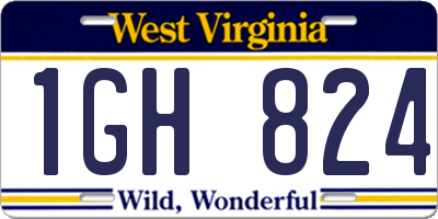 WV license plate 1GH824