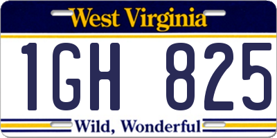 WV license plate 1GH825