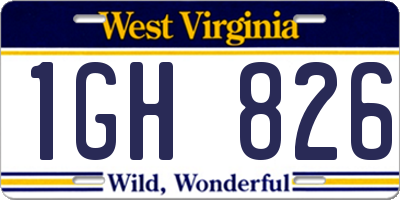 WV license plate 1GH826