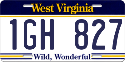 WV license plate 1GH827