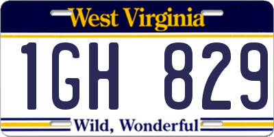 WV license plate 1GH829